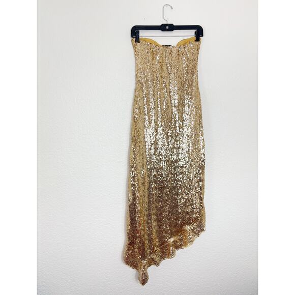NWT Urban Outfitters Stella Sequin Strapless Midi Dress Size Small Gold Cocktail - Picture 13 of 14